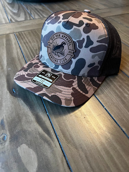 Bark Duck Camo 5 panel with quail patch