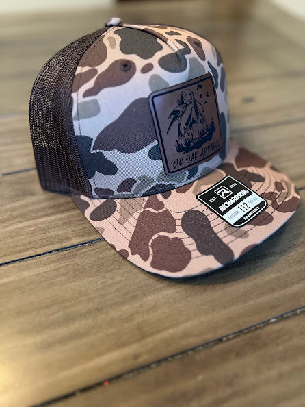 Bark Duck Camo 5 panel with square dog patch