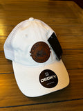White low profile trucker hat with dove patch